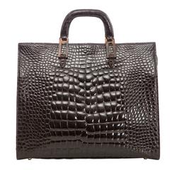 Lana Marks Chocolate Brown Alligator Tote 4