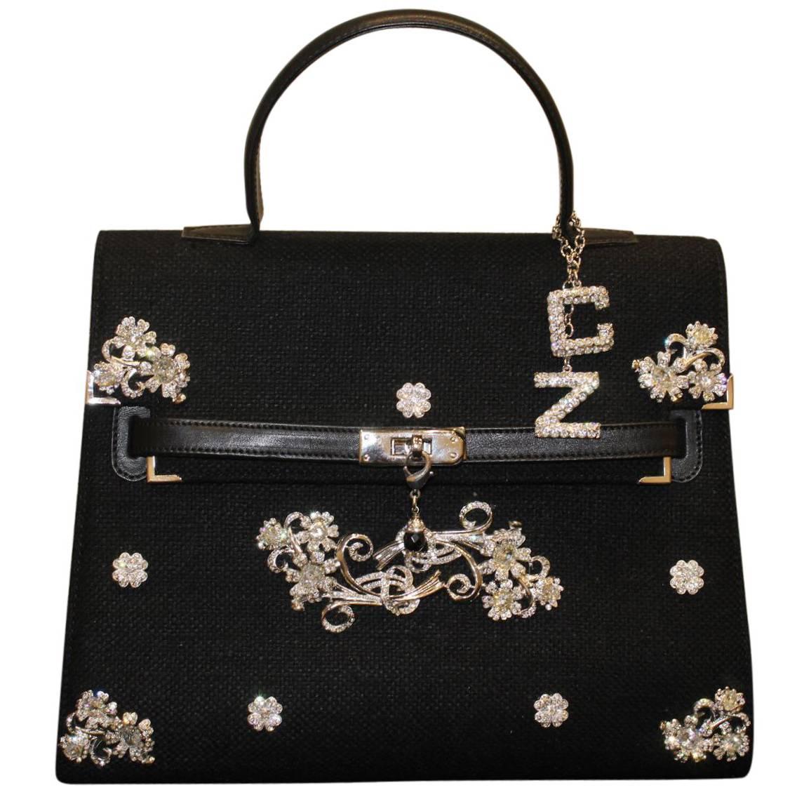 Carlo Zini Milano Black Jewel Bag For Sale