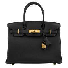 Hermes Birkin 30 Togo Leather 89 Black Color Gold Hardware 2016