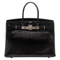 Hermès Birkin 35cm crocodile shiny black porosus PHW