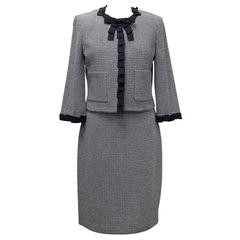 St. John Houndstooth Navy & White Dress and Jacket