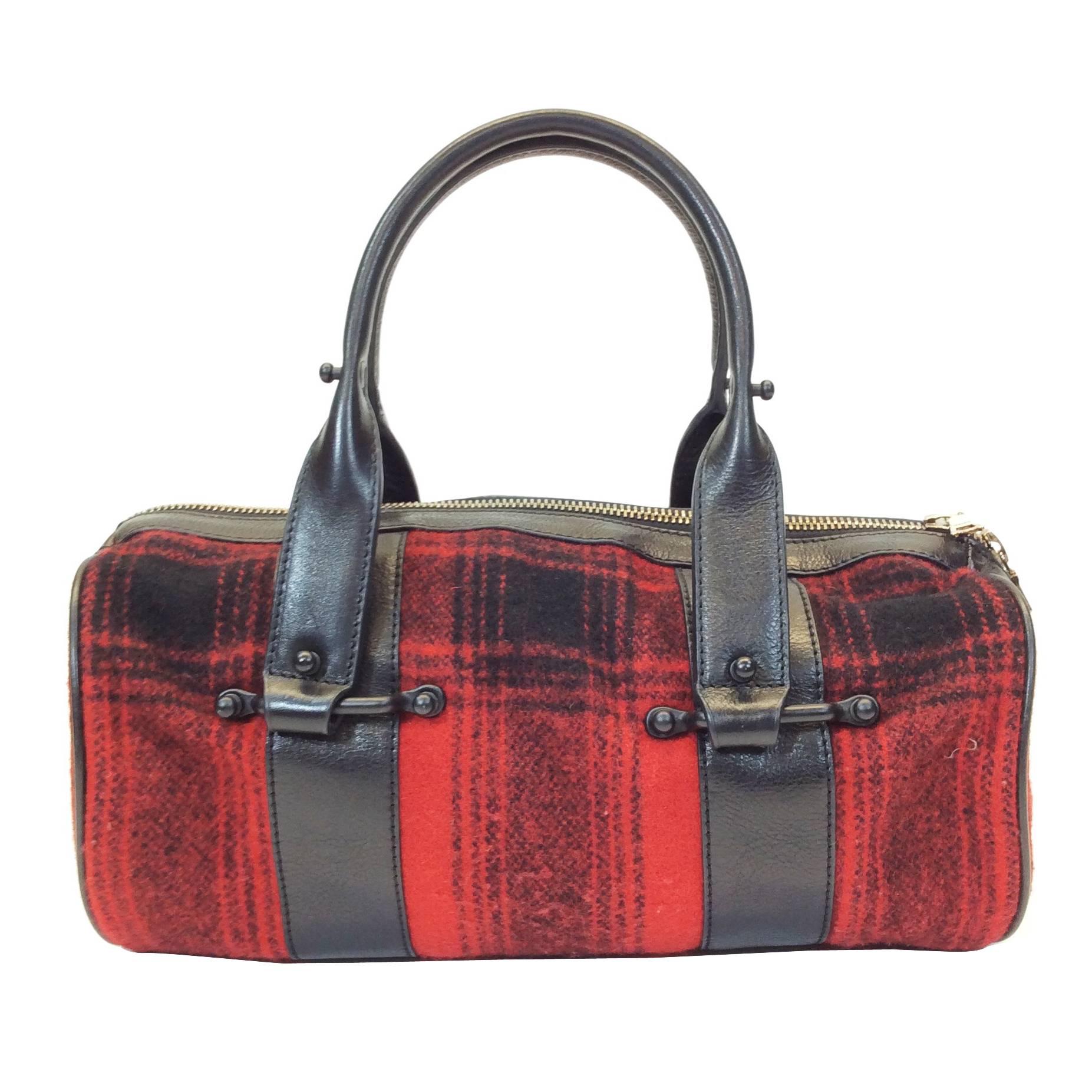 Phillip Lim Black Red Flannel Contemporary Handbag