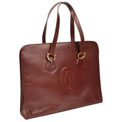 1970s Must de Cartier Bordeaux Leather Tote Bag