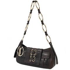 Vintage Yves Saint Laurent Chocolate Brown Leather Baguette Purse 3