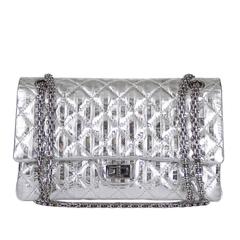 Chanel Silver Metallic 2.55 Double Flap Classic Shoulder Bag Rare
