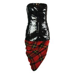 F/W 1998 Joan Alexander McQueen Sequin Bustier Tartan Plaid Tube Skirt Ensemble 6