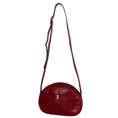 Salvatore Ferragamo Red Box Leather Messenger Bag with Adjustable Strap 90s