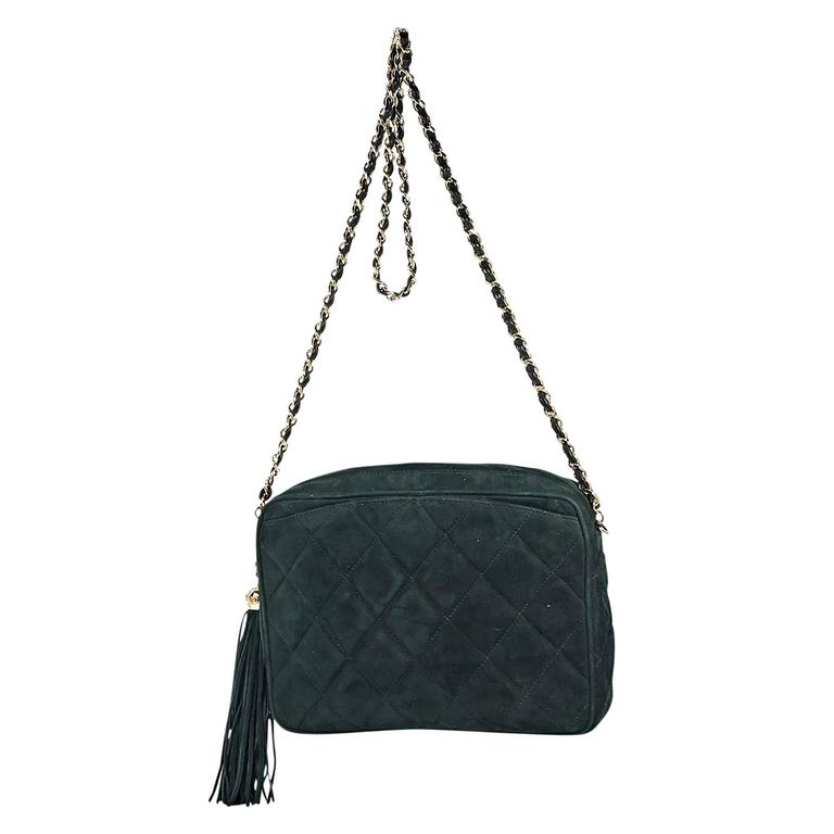Green Chanel Quilted Suede Camera Bag at 1stDibs
