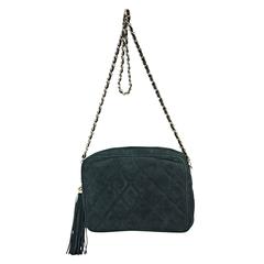 Green Chanel Quilted Suede Camera Bag