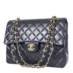 Retro Chanel Black Lambskin 2.55 Square Double Flap Classic