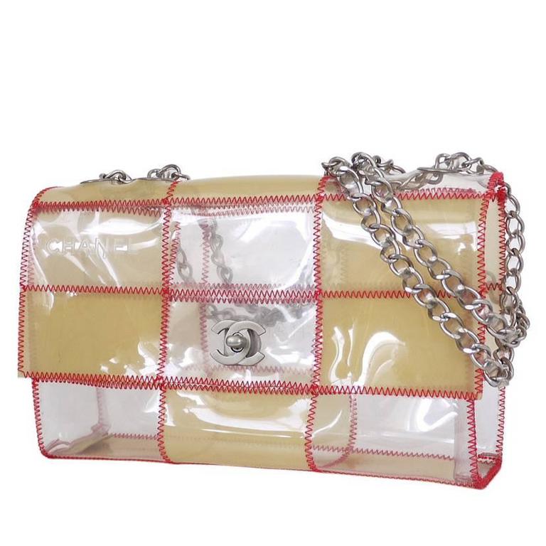 Chanel Classic Handbag Chain Bag Naked Patchwork Clear Flap 233162 Purple X  Beige Vinyl Tote