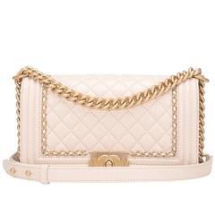 Chanel White Calfskin Medium "Jacket" Boy Bag