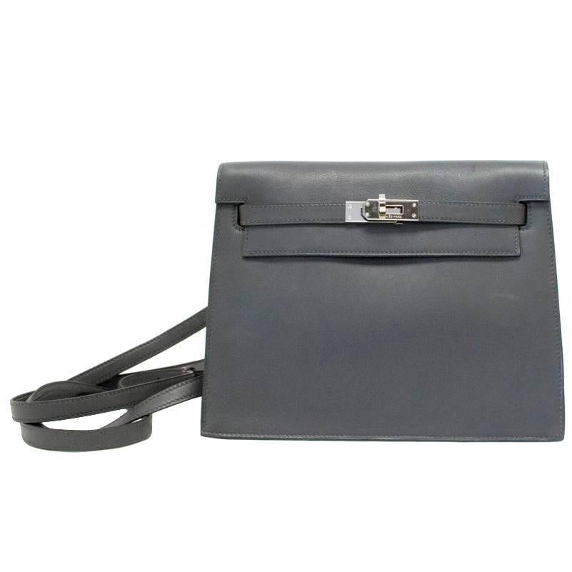 Hermes Danse Kelly Bag In Grey With Palladium Hardware For Sale