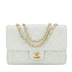Chanel Vintage Light Turquoise Quilted Lambskin Flap Bag