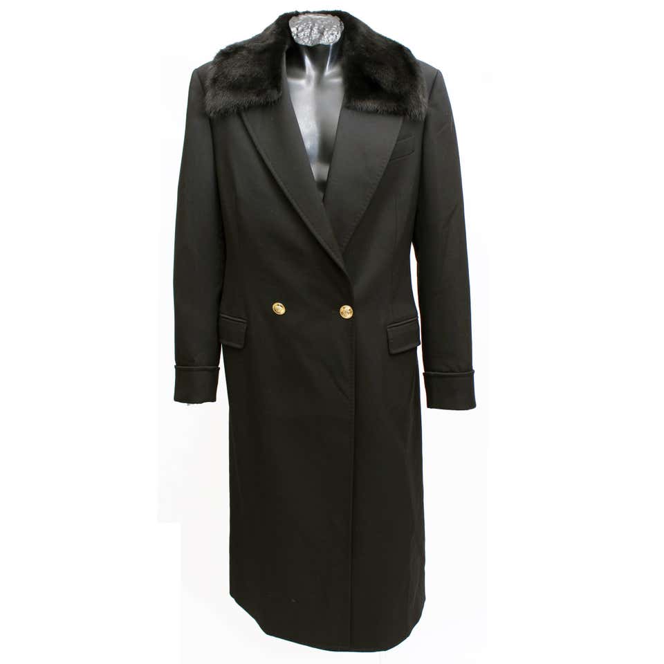 Versace Black Wool Men's Coat With Mink Fur at 1stDibs | versace mink ...