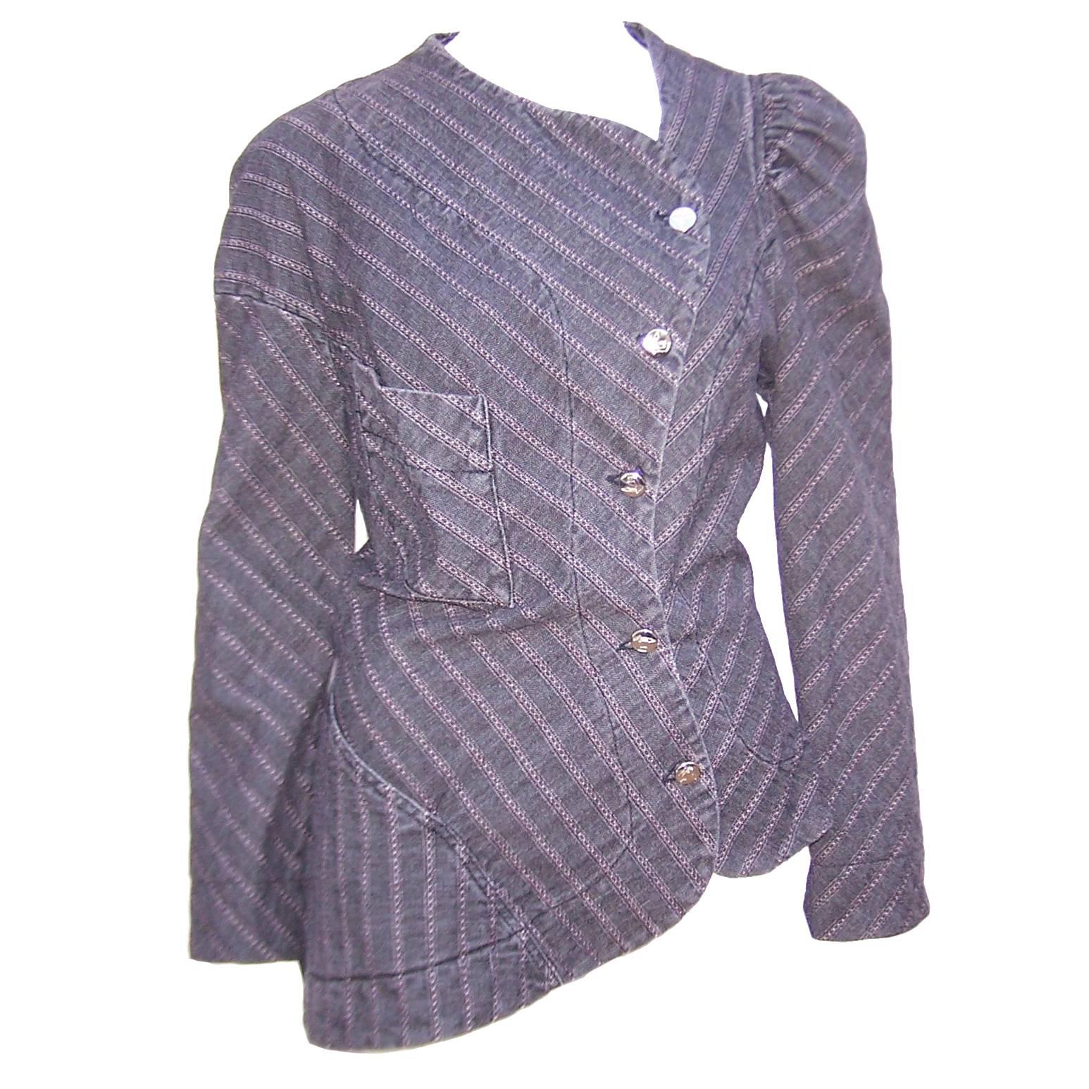 1990's Vivienne Westwood Anglomania Charcoal Denim Asymmetrical Jacket