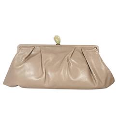 Taupe Marni Leather Oversized Clutch