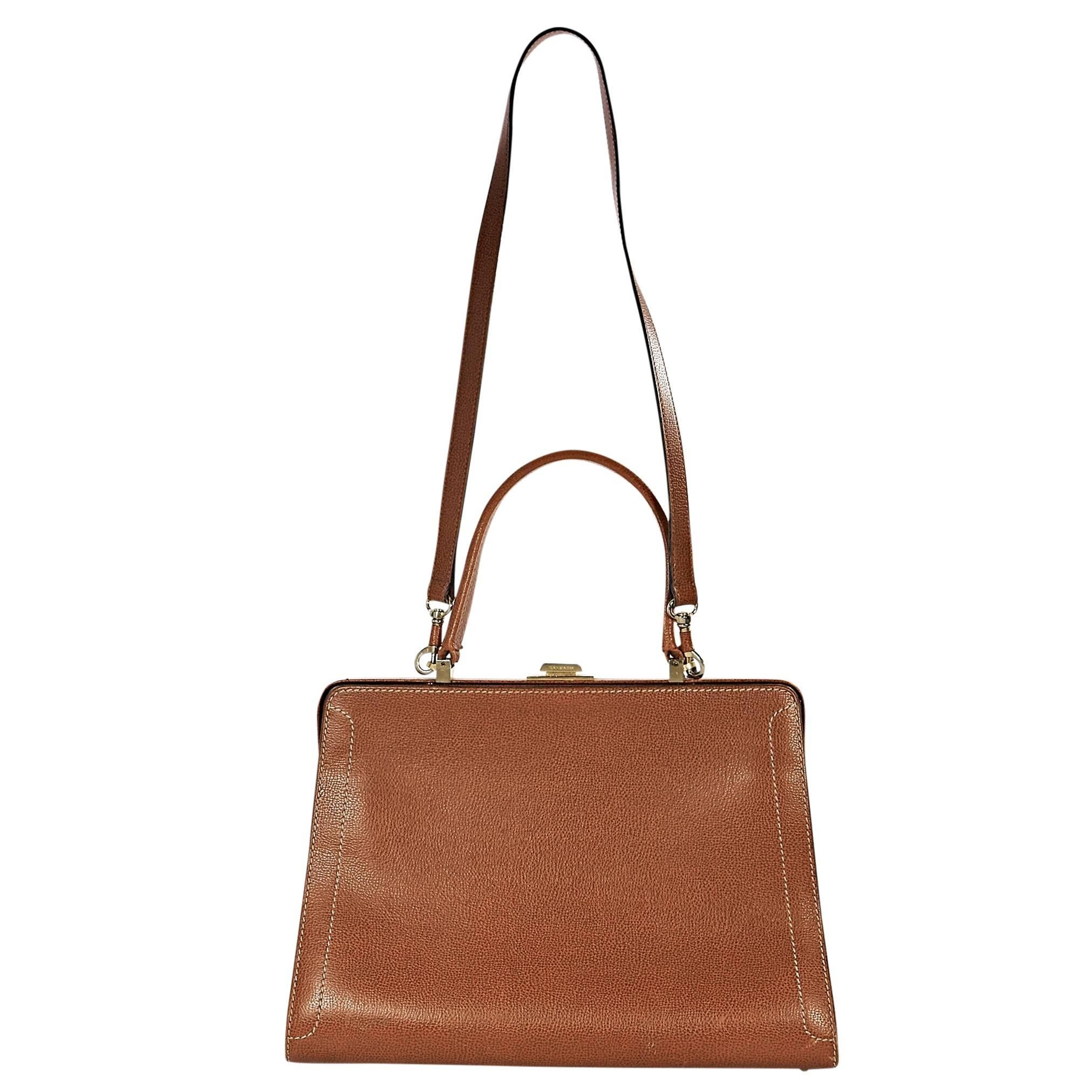 Brown Delvaux Leather Top-Handle Bag