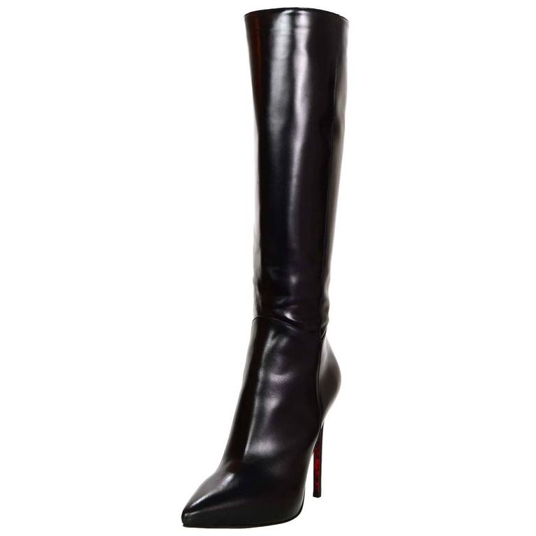 Cesare Paciotti Black Leather Dagger Tall Heeled Boots Sz 10 rt. 1, 500 For Sale at 1stDibs