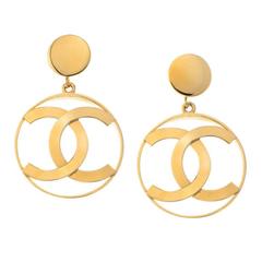 Vintage Chanel Iconic CC Dangling Earrings at 1stDibs
