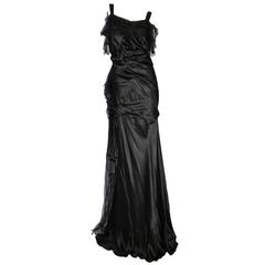 Rare Art Deco Victor Stiebel Late 1920s Silk Satin Evening Gown Dress Couture Vi
