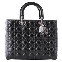  Christian Dior Bag Lady Dior Black Cannage Lambskin Large NWT