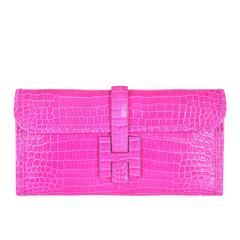 Hermes Jige Elan 29cm Pink Rose Sheherazad Shiny Porosus crocodile JaneFinds 1