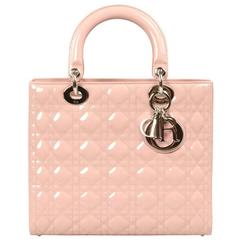 Lady Dior Patent Leather Bag  Pink with Silver Hardware