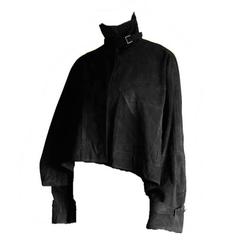Rare Tom Ford Gucci FW 2002 Black Suede Leather Gothic "Batwing" Runway Jacket!