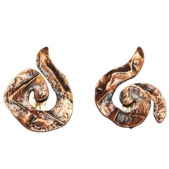 Rare Arabesque YSL copper earrings late 70s