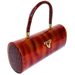 Vintage Divine and unique crocodile & lucite handbag of the 50s