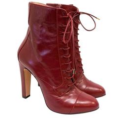 Bionda Castana Red Lace Up Heel Boots For Sale at 1stDibs