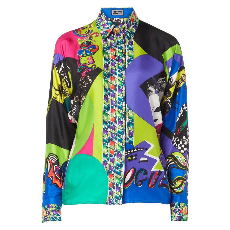 Versace Print shirt, Spring/Summer 1991 For Sale at 1stDibs