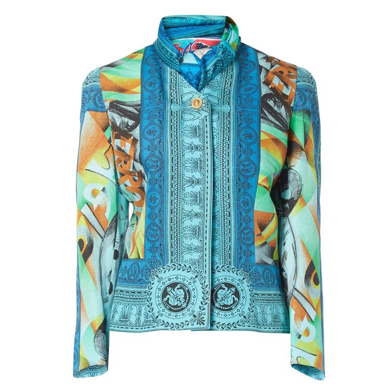 Versace Print jacket and scarf, Spring/Summer 1991 For Sale at 1stDibs