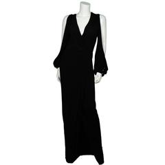 Haney Black 'The Quinn' Long Dress Gown w/ Sleeve Cut-Outs Sz 12