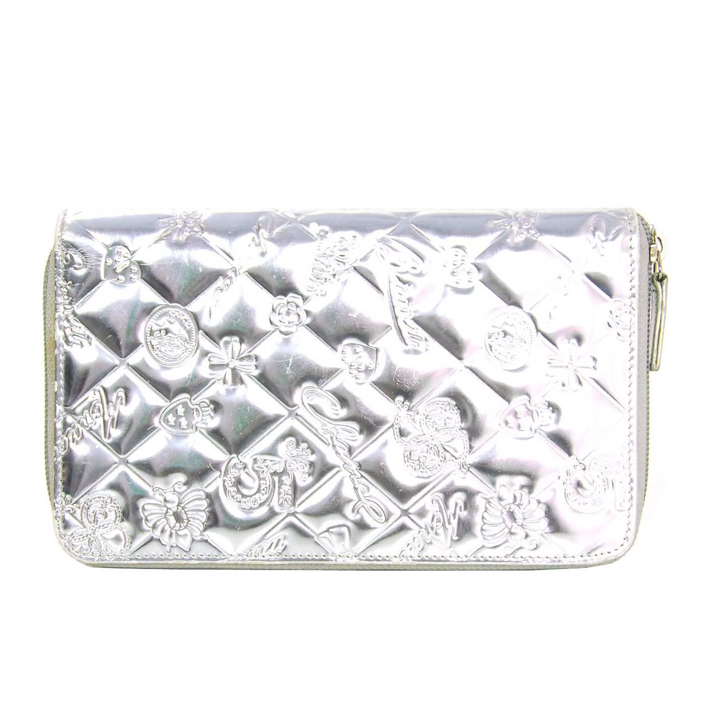 Chanel Silver Mirror Icons Zip Around XL Organizer Wallet