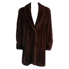 Luscious Somper Fur Couture Shawl Collar Mink 3/4 length Coat sz 6-8