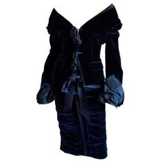 Rare & Iconic Tom Ford YSL Rive Gauche FW 2002 Blue Runway Jacket & Skirt! FR38