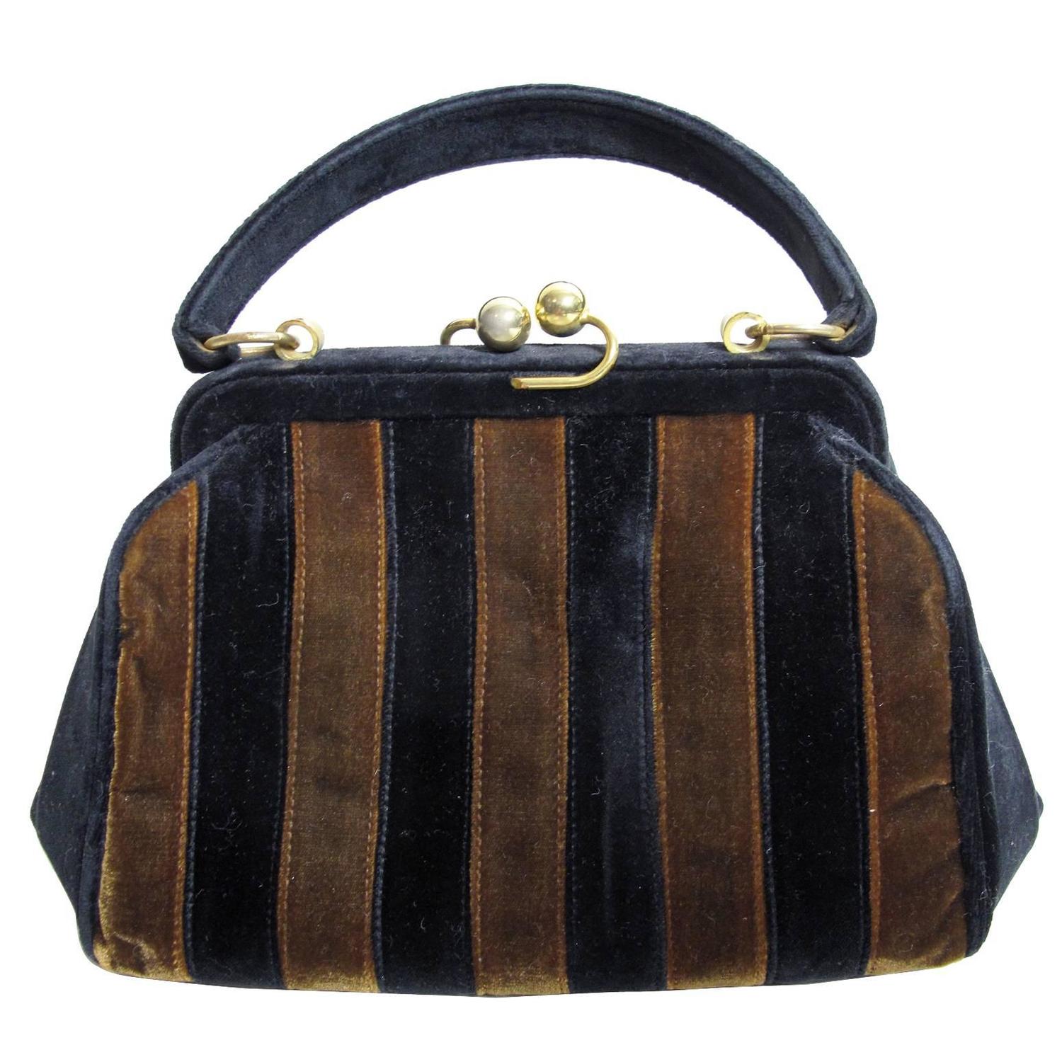 1960s Fendi Velvet Striped Bag For Sale at 1stdibs
