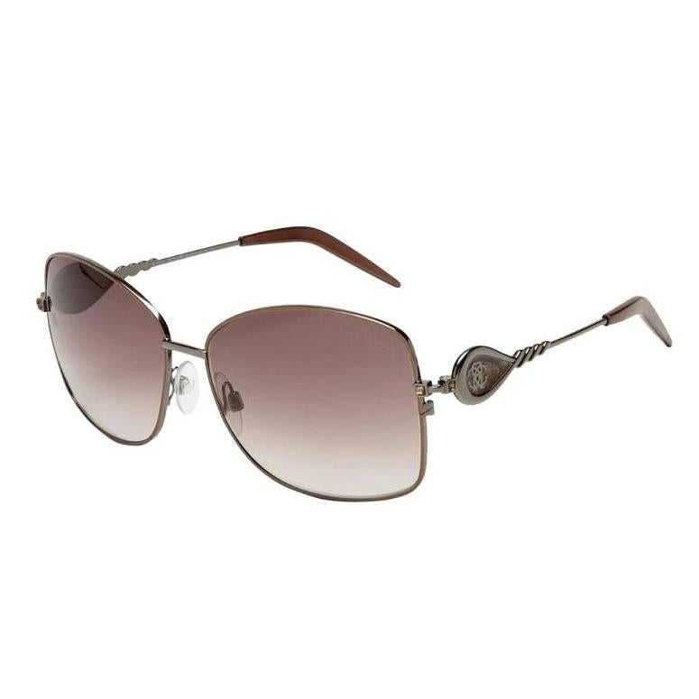 Roberto Cavalli Sunglasses Gunmetal and Pearl Brown For Sale