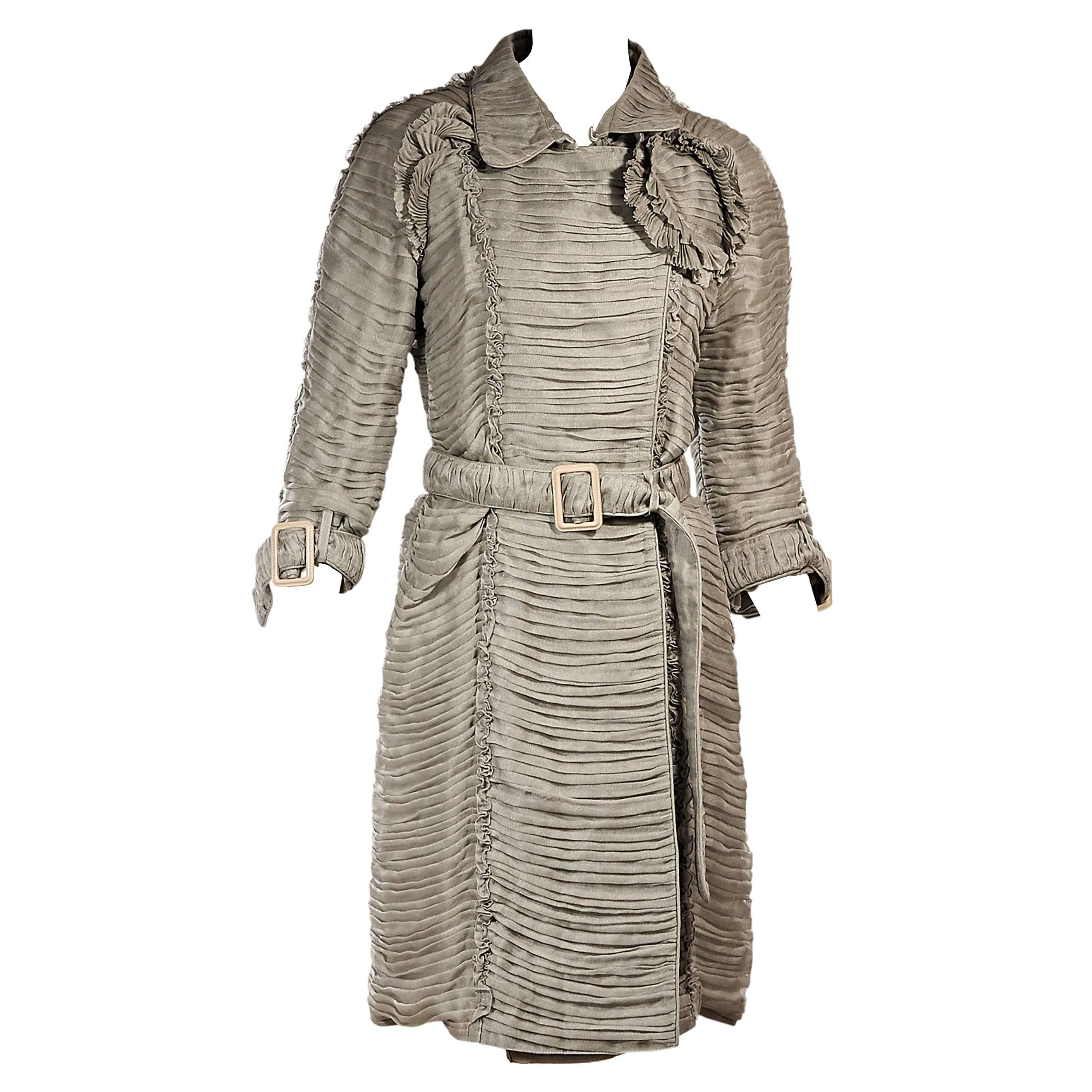 Grey Burberry Pleated Trench Coat