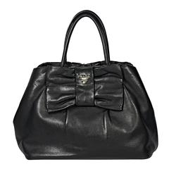 Black Prada Nappa Leather Bow Tote Bag