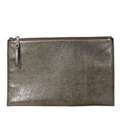 Gold Rochas Leather Oversized Clutch