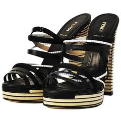 Fendi High Heel Sandals Black And White Platforms (Size 8.5)  Regular (M, B)