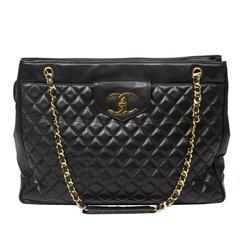 Chanel - Vintage Supermodel Tote Black Quilted Leather
