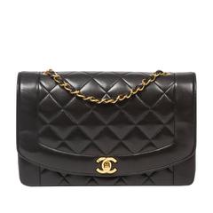 Chanel - Vintage Mademoiselle Single Flap Bag Black Quilted Leather