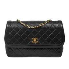 Chanel - Vintage Single Flap Bag Black Quilted Leather