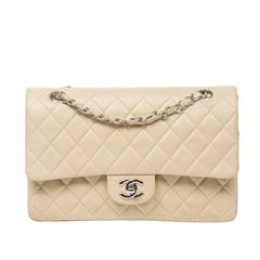 Chanel - Classic Double Flap Ivory Quilted Leather Chanel - Classic Double Flap Ivory Quilted Leather