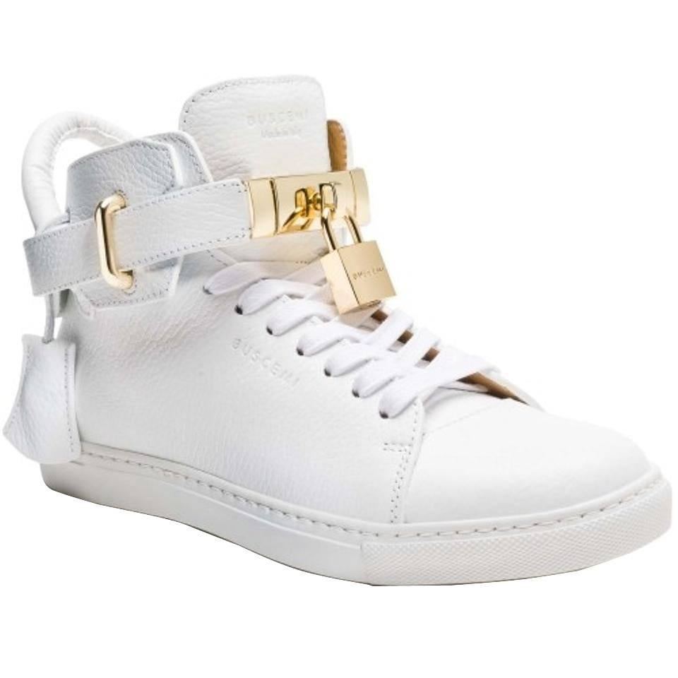 Buscemi Men 100mm High Top Sneaker White Athletic Shoes (Size 9) For Sale