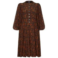 Vintage 1970s Jean Muir Novelty Print Silk Dress